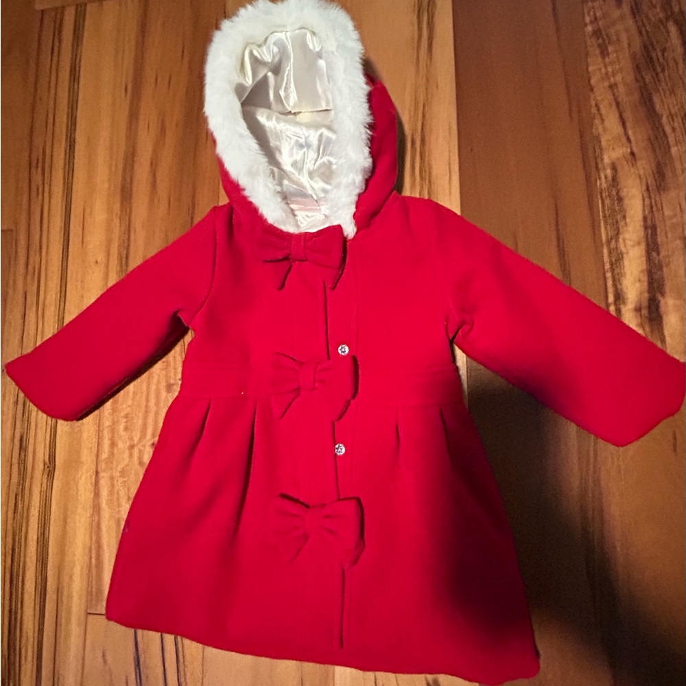 Red Hooded Kids Coat with Bows